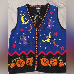 VintageStudio Treats Halloween sweater vest